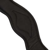 Shaped leather dressage girth with logo pin