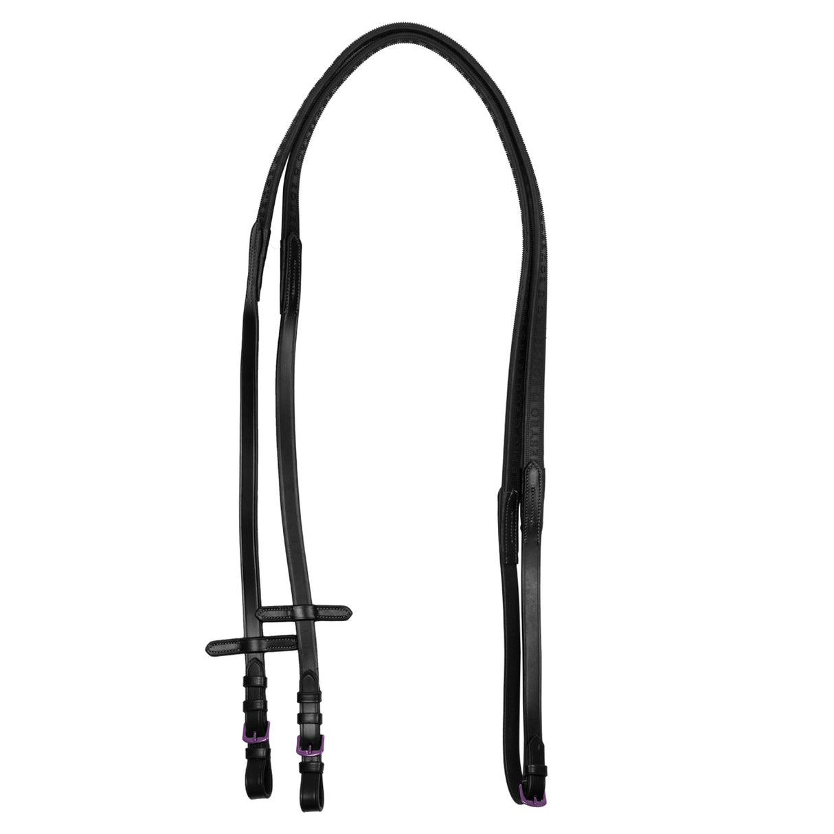 Equestro Leather And Rubber Reins Violet Fitting