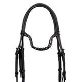 Anatomical leather dressage bridle with rhinestones
