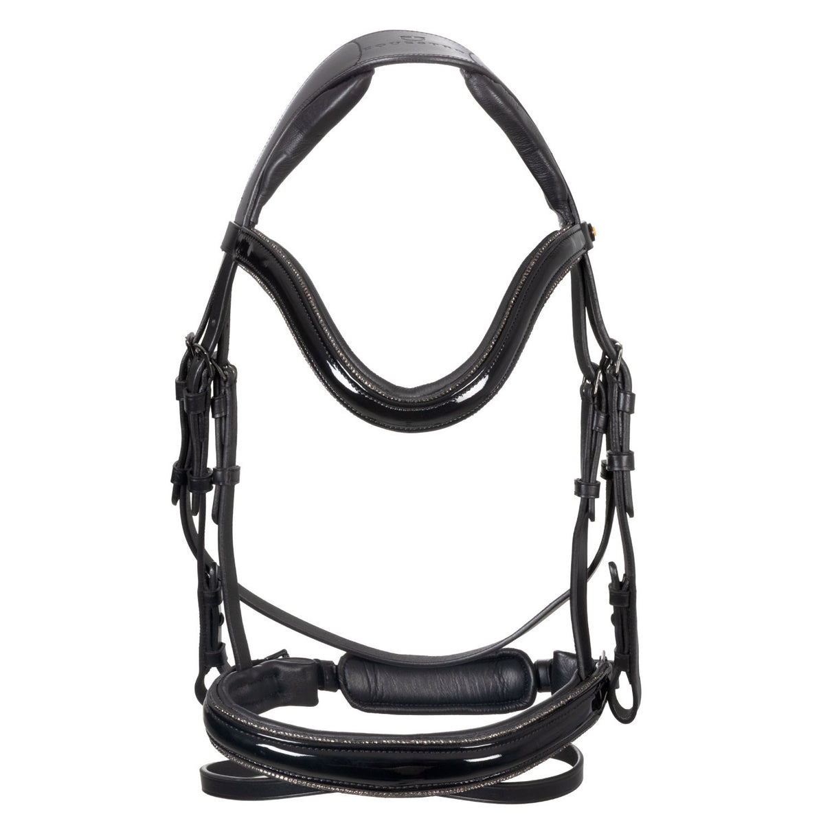 English bridle in polished leather with rhinestones