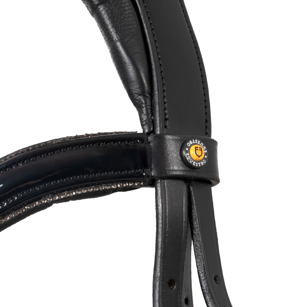English bridle in polished leather with rhinestones