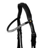 Black leather anatomical bridle with rhinestones