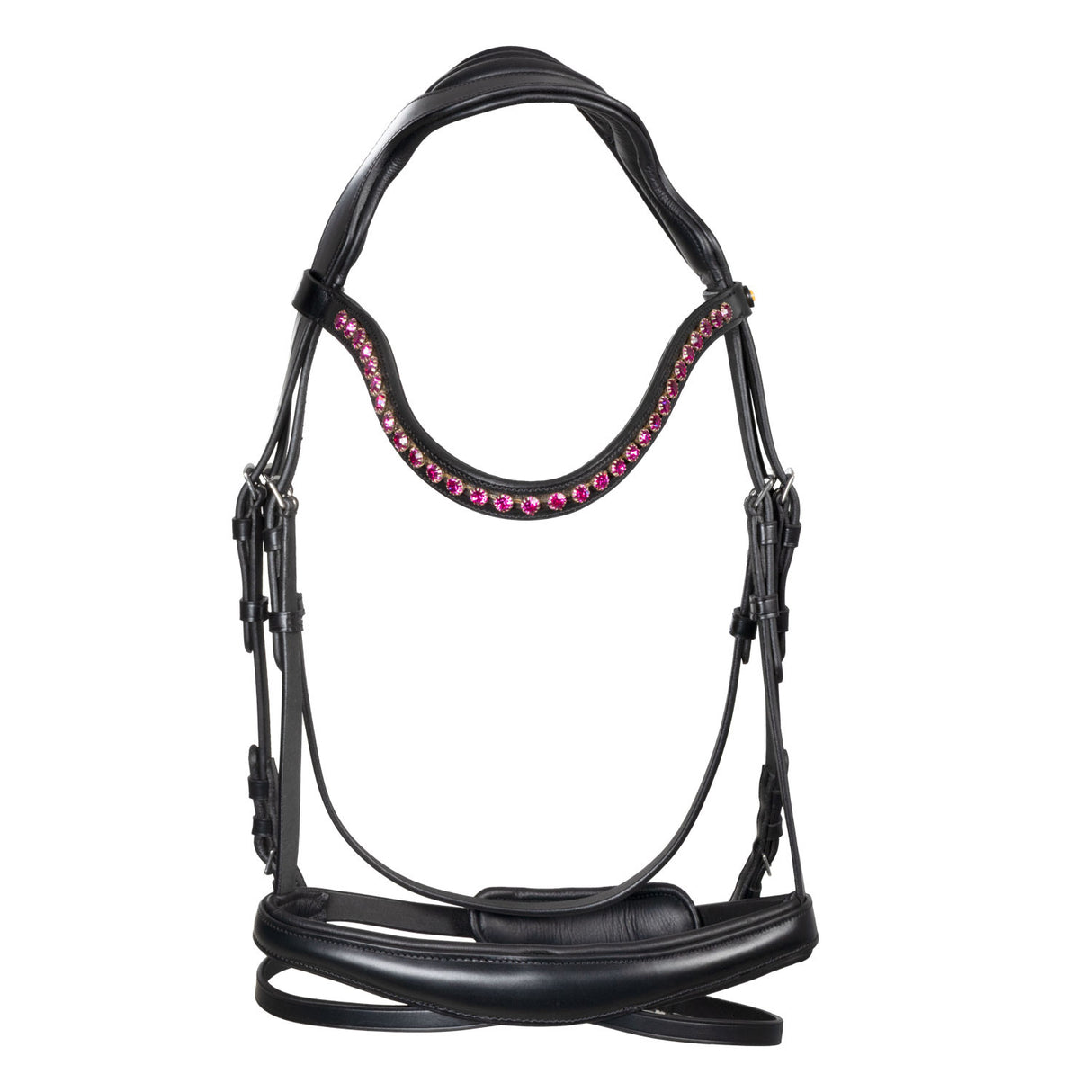 Anatomical bridle with fuchsia rhinestones