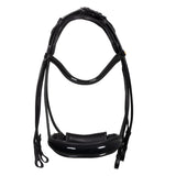 Leather dressage bridle with anatomical headpiece