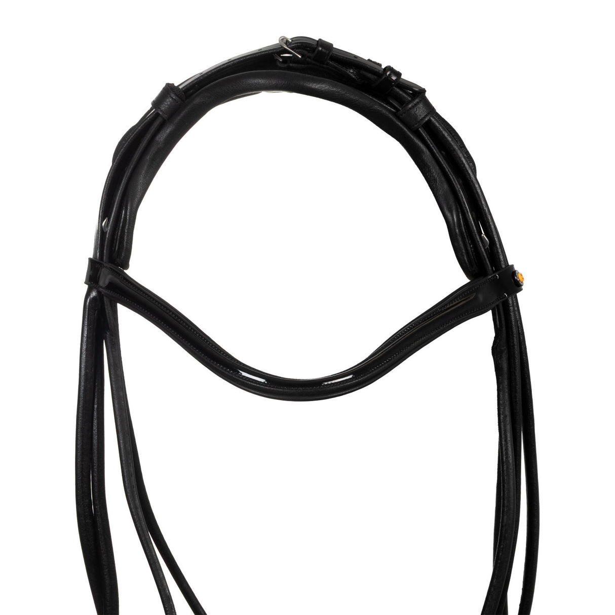 Leather dressage bridle with anatomical headpiece