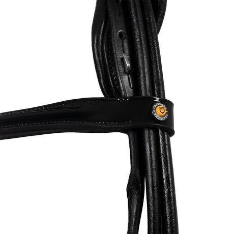 Leather dressage bridle with anatomical headpiece