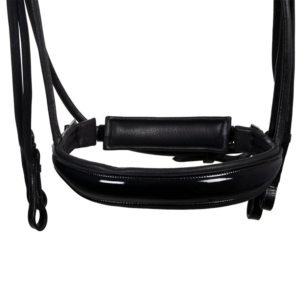 Leather dressage bridle with anatomical headpiece