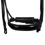 Leather dressage bridle with anatomical headpiece