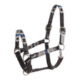Equestro Leather Halter With Geometric Pattern #colour_brown
