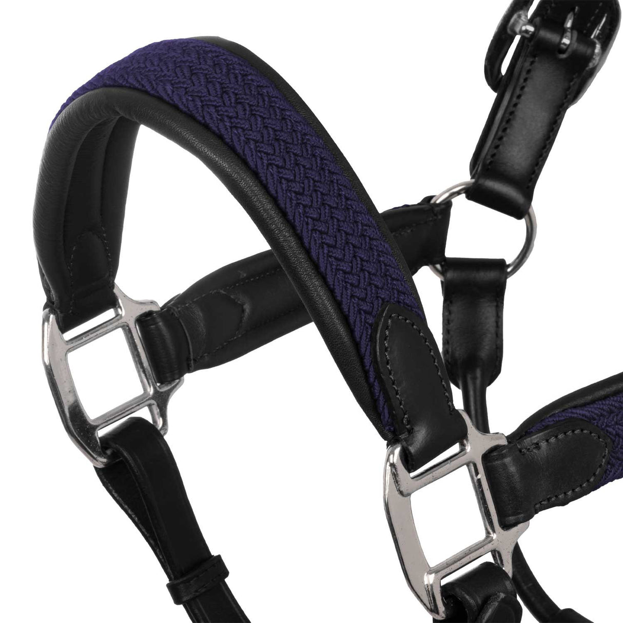 Leather halter with braided nylon inserts