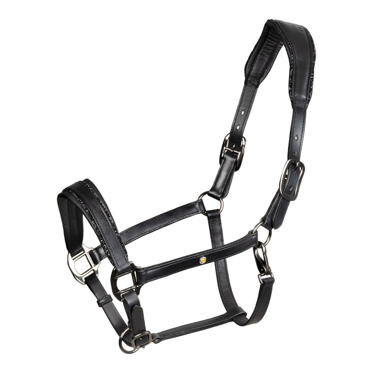 Leather halter with glittery piping