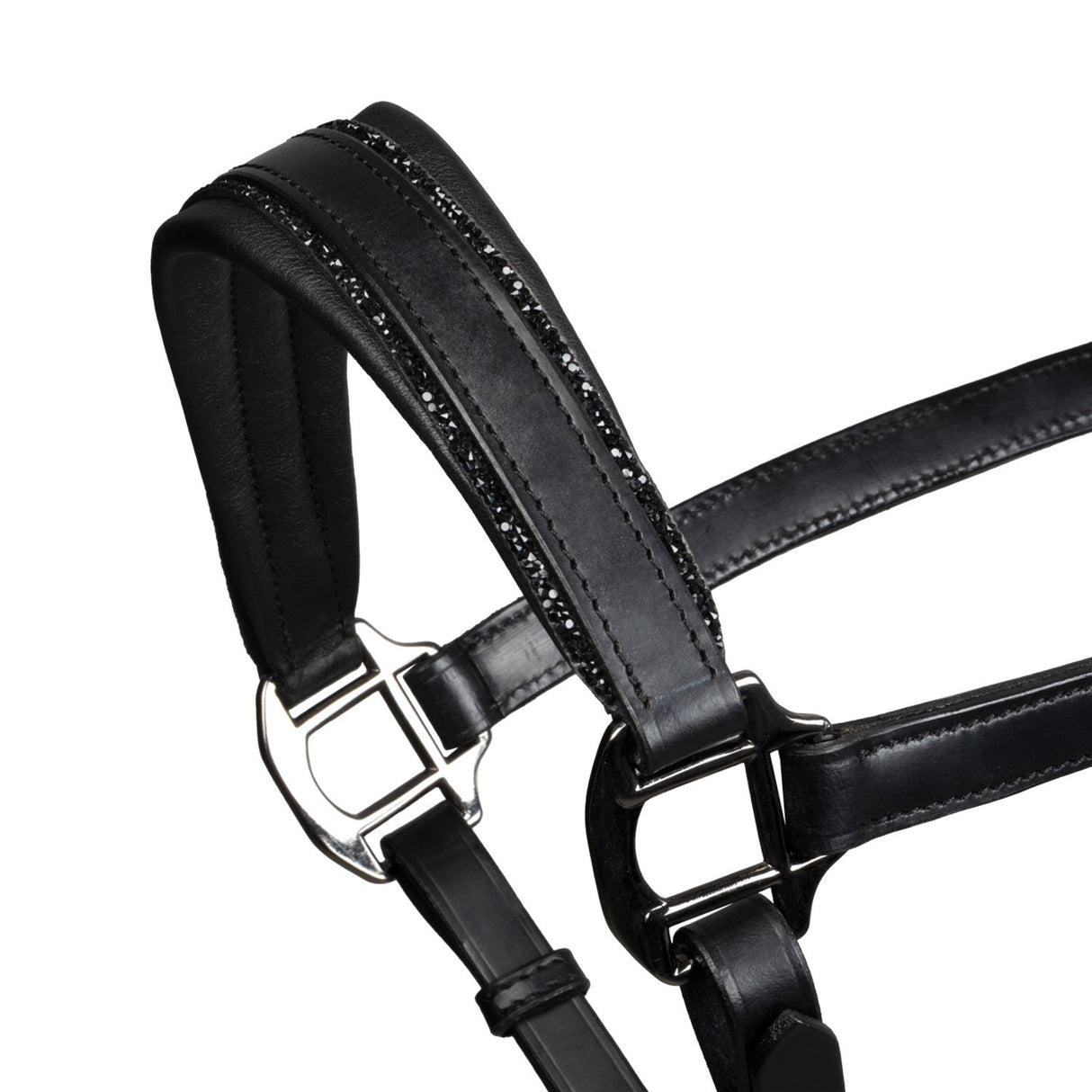 Leather halter with glittery piping