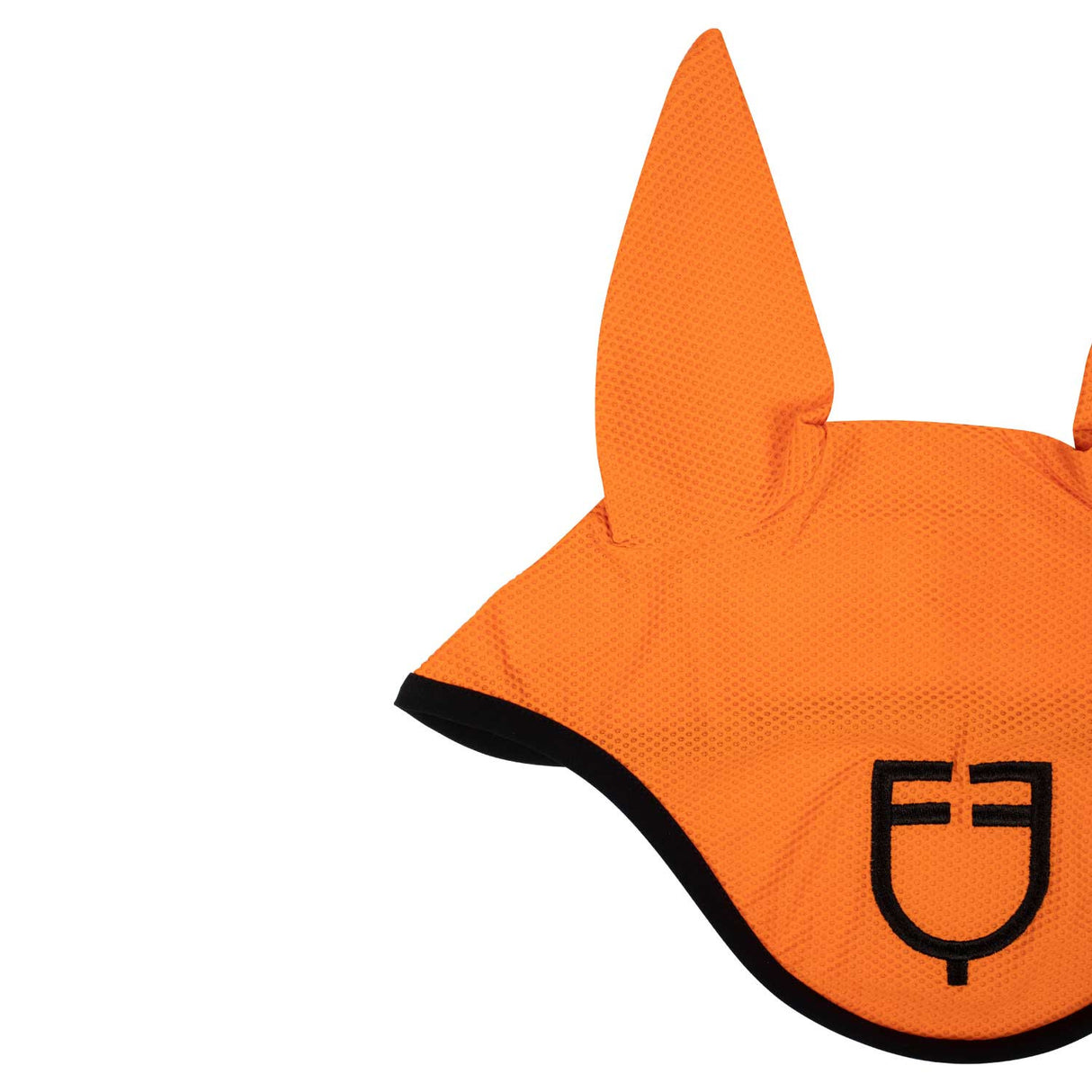 Perforated fabric fly veil with logo