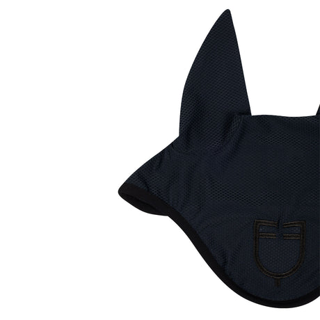 Perforated fabric fly veil with logo