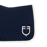 Equestro Wave Quilting Jumping Saddle Pad In Technical Fabric #colour_blue-white