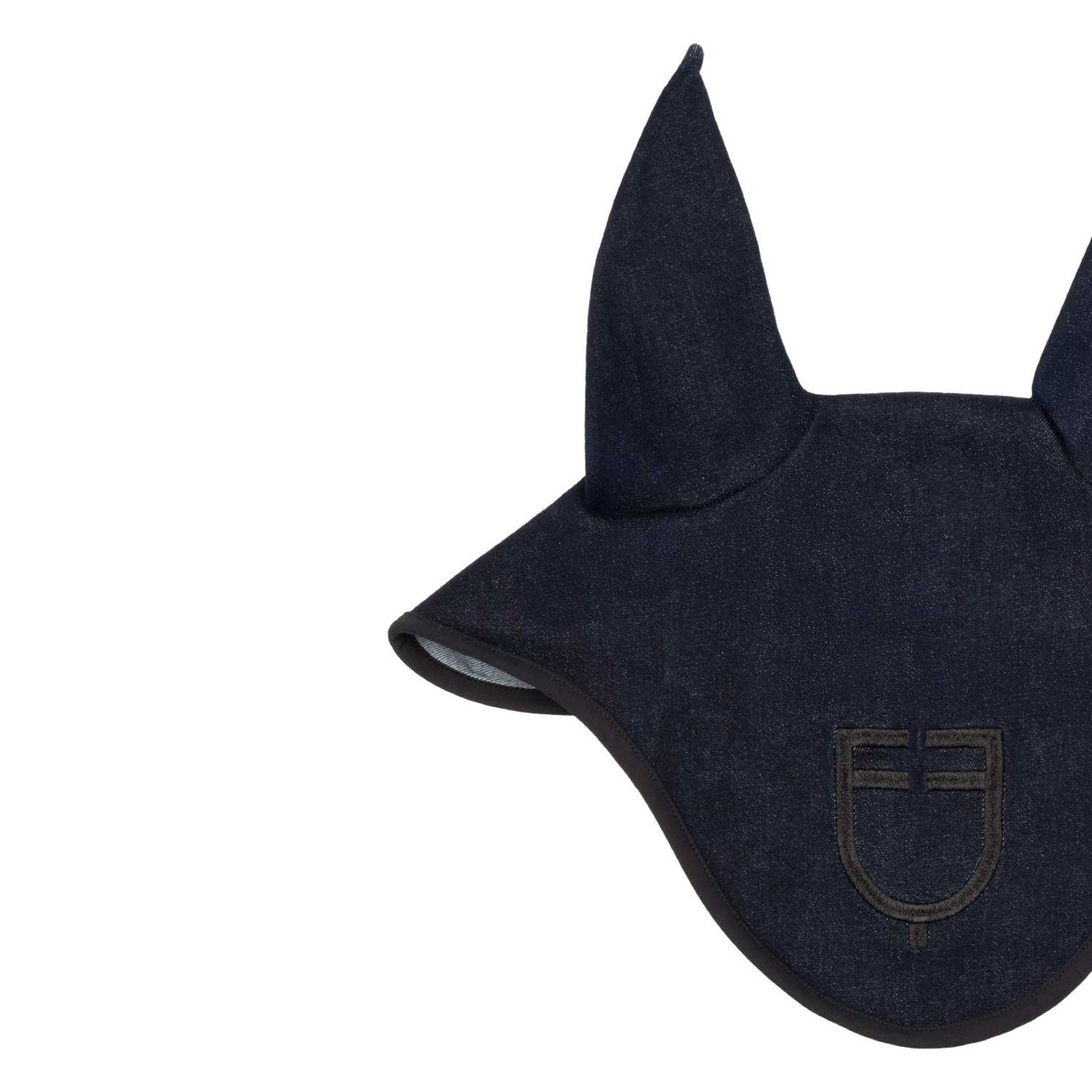 Fly veil in denim-effect technical fabric with logo