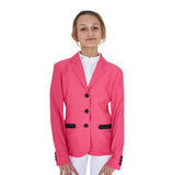 Equestro Girls' Three-Button Competition Jacket Perforated Fabric