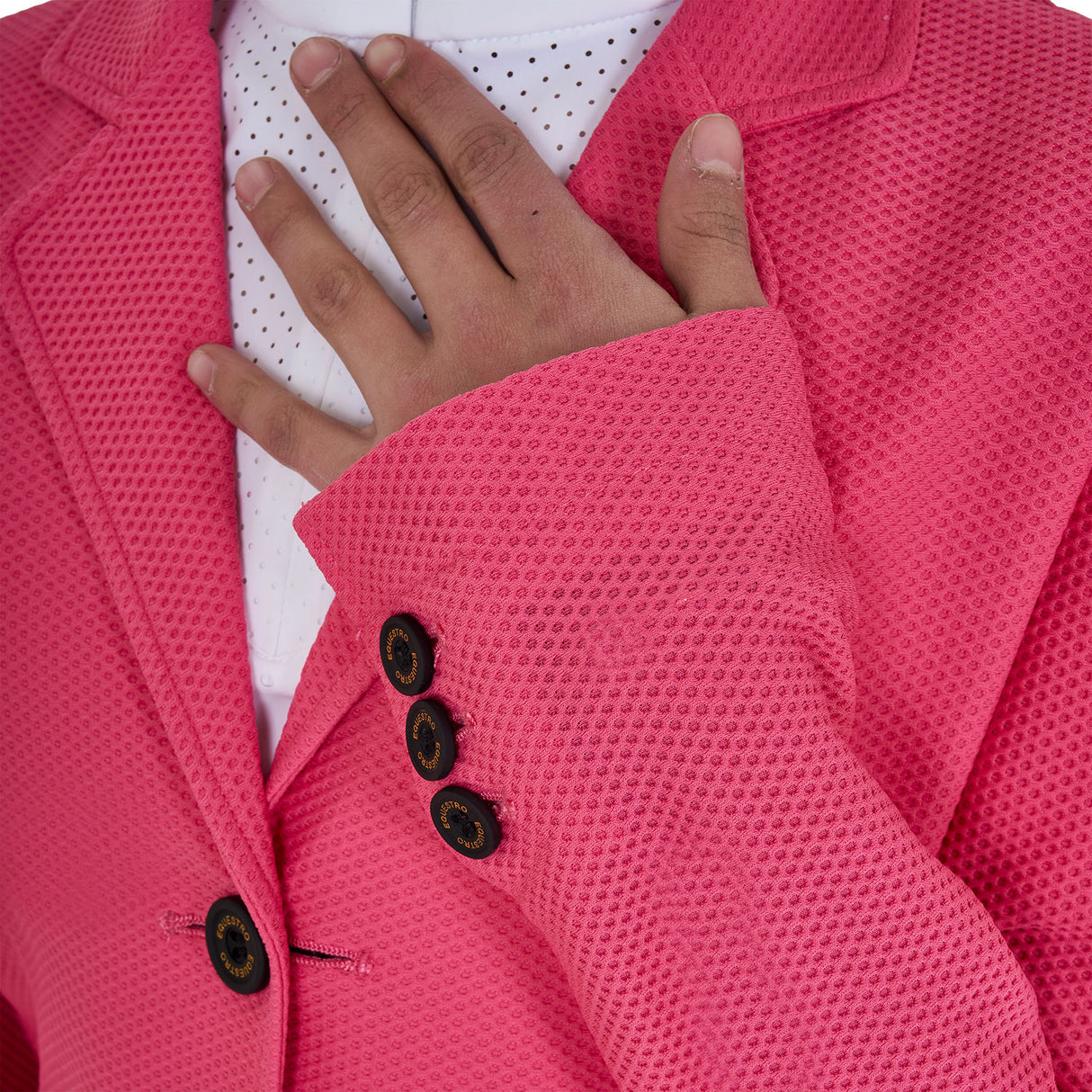Equestro Girls' Three-Button Competition Jacket Perforated Fabric