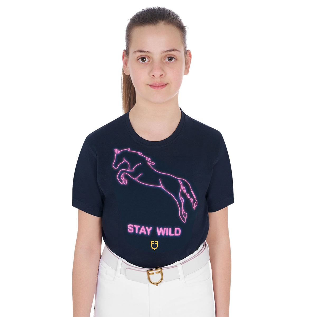 Equestro Girls' Slim Fit T-Shirt Stay Wild Print