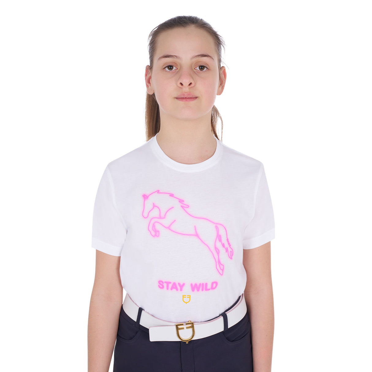Equestro Girls' Slim Fit T-Shirt Stay Wild Print
