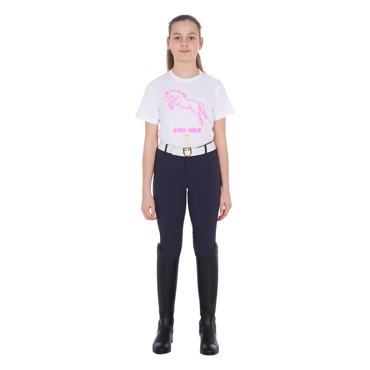 Equestro Girls' Slim Fit T-Shirt Stay Wild Print