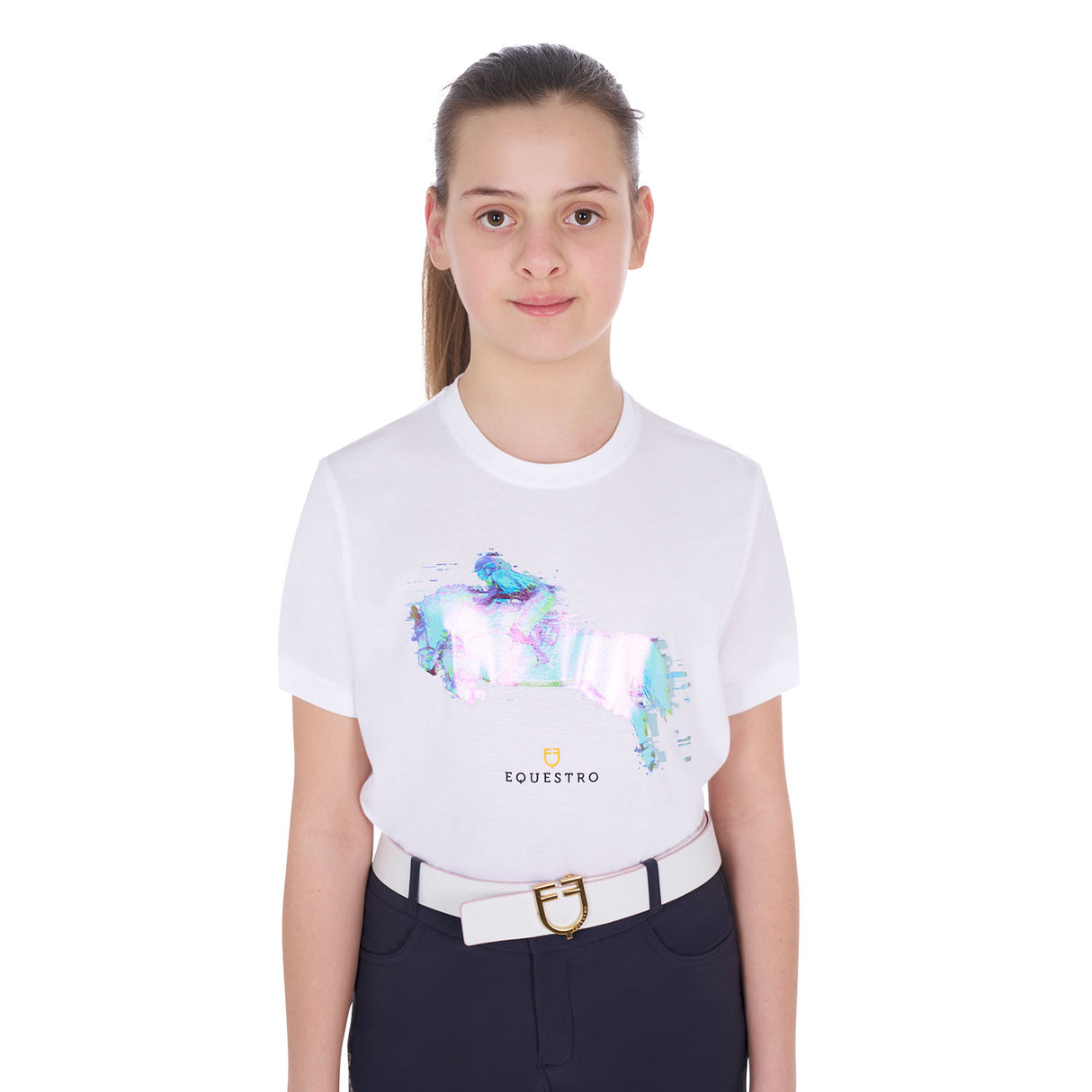 Equestro Girls' Slim Fit T-Shirt Jump Print