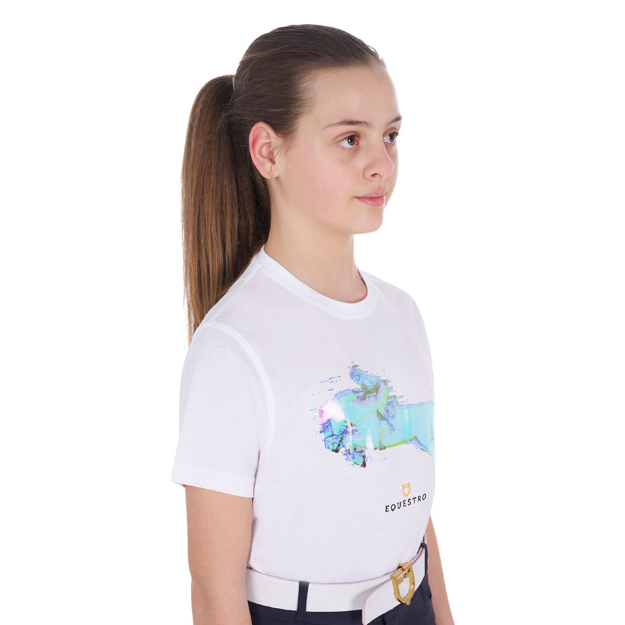 Equestro Girls' Slim Fit T-Shirt Jump Print