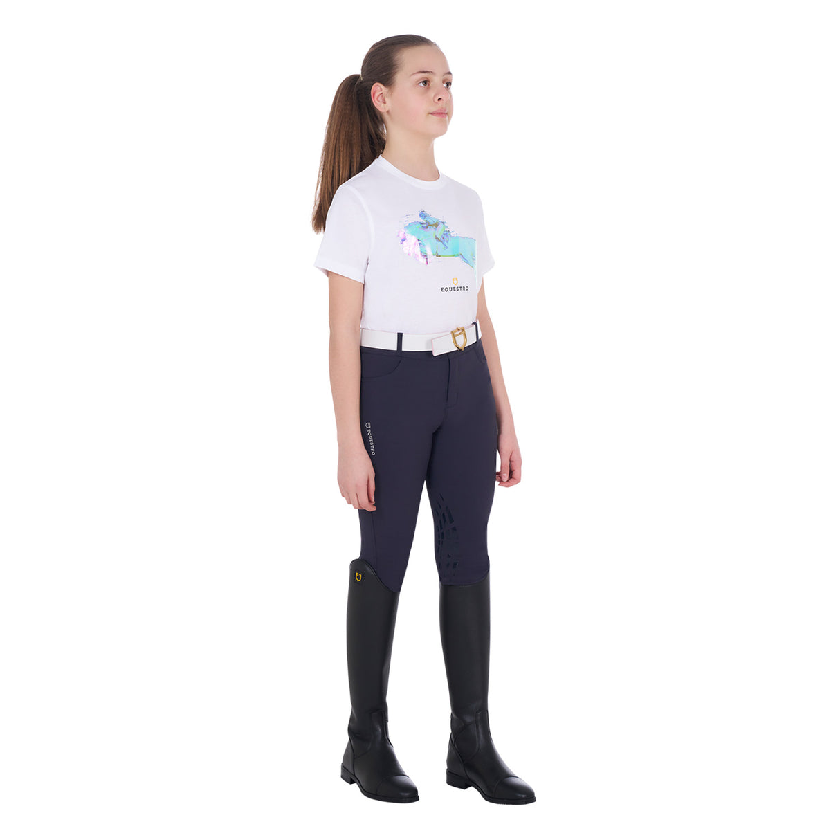 Equestro Girls' Slim Fit T-Shirt Jump Print