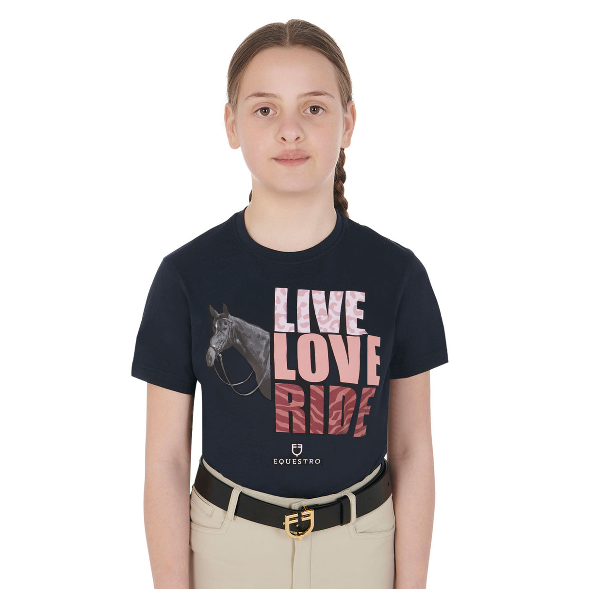 Equestro Girls' Live Love Ride Cotton T-Shirt