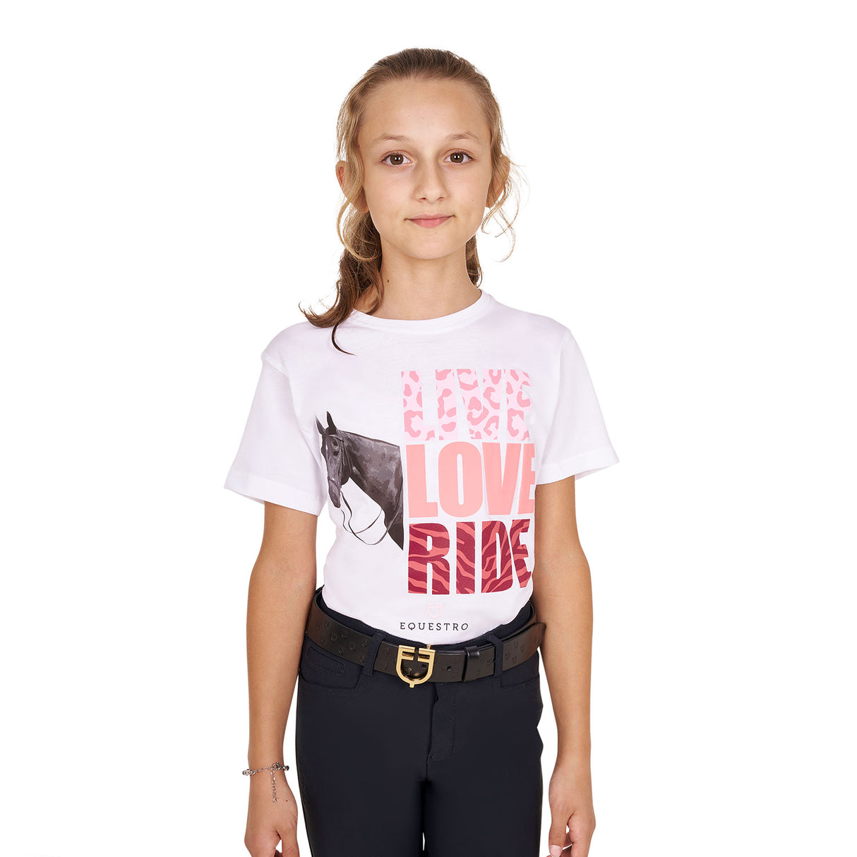 Equestro Girls' Live Love Ride Cotton T-Shirt