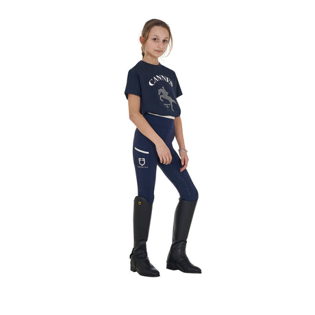Equestro Girls' Cannes Cotton T-Shirt With Rhinestones #colour_blue