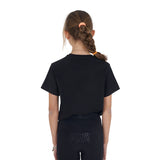 Equestro Girls' Basic Cotton T-Shirt With Tone On Tone Logo #colour_black