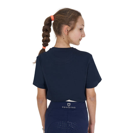 Equestro Girls' Monaco Cotton T-Shirt With Rhinestones #olour_blue
