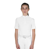 Girls' slim fit competition polo shirt with buttons