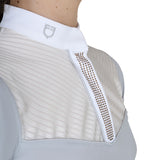 Girls' slim fit competition polo shirt with silk-like fabric inserts