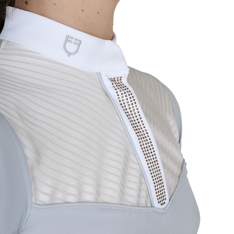 Girls' slim fit competition polo shirt with silk-like fabric inserts
