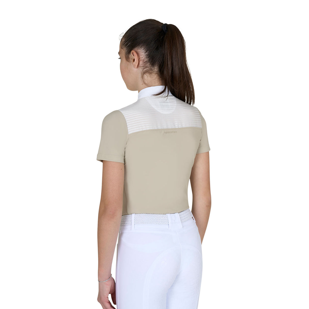 Girls' slim fit competition polo shirt with silk-like fabric inserts