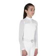 Girls' long-sleeved competition polo shirt with micro-mesh inserts