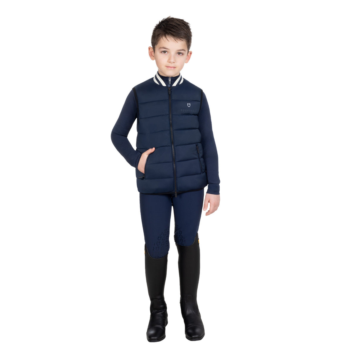 Boys' technical vest with knit collar