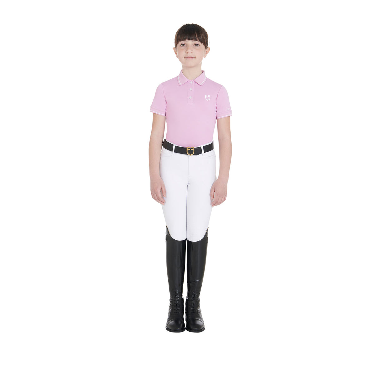 Equestro Kids' Slim Fit Polo Shirt In Antibacterial Technical Fabric