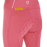 Equestro Girls' Slim Fit Grip Leggings With Logo #colour_fucsia 