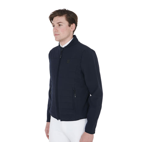 Equestro Men's Jacket In Perforated Technical Fabric #colour_blue