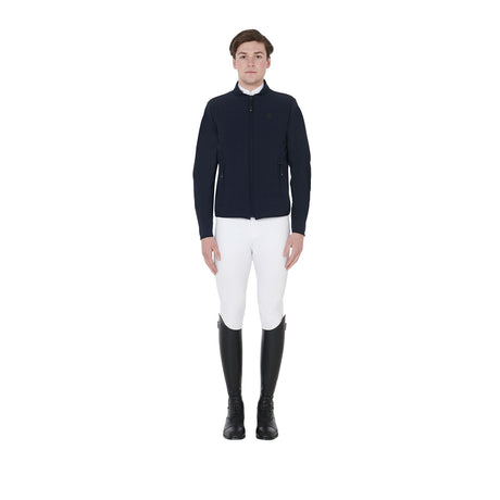 Equestro Men's Jacket In Perforated Technical Fabric #colour_blue