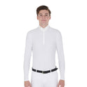 Men's long-sleeved polo shirt in technical fleece fabric