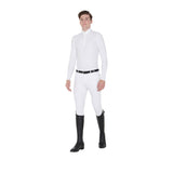 Men's long-sleeved polo shirt in technical fleece fabric