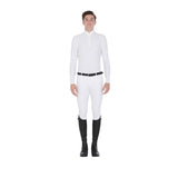 Men's long-sleeved polo shirt in technical fleece fabric