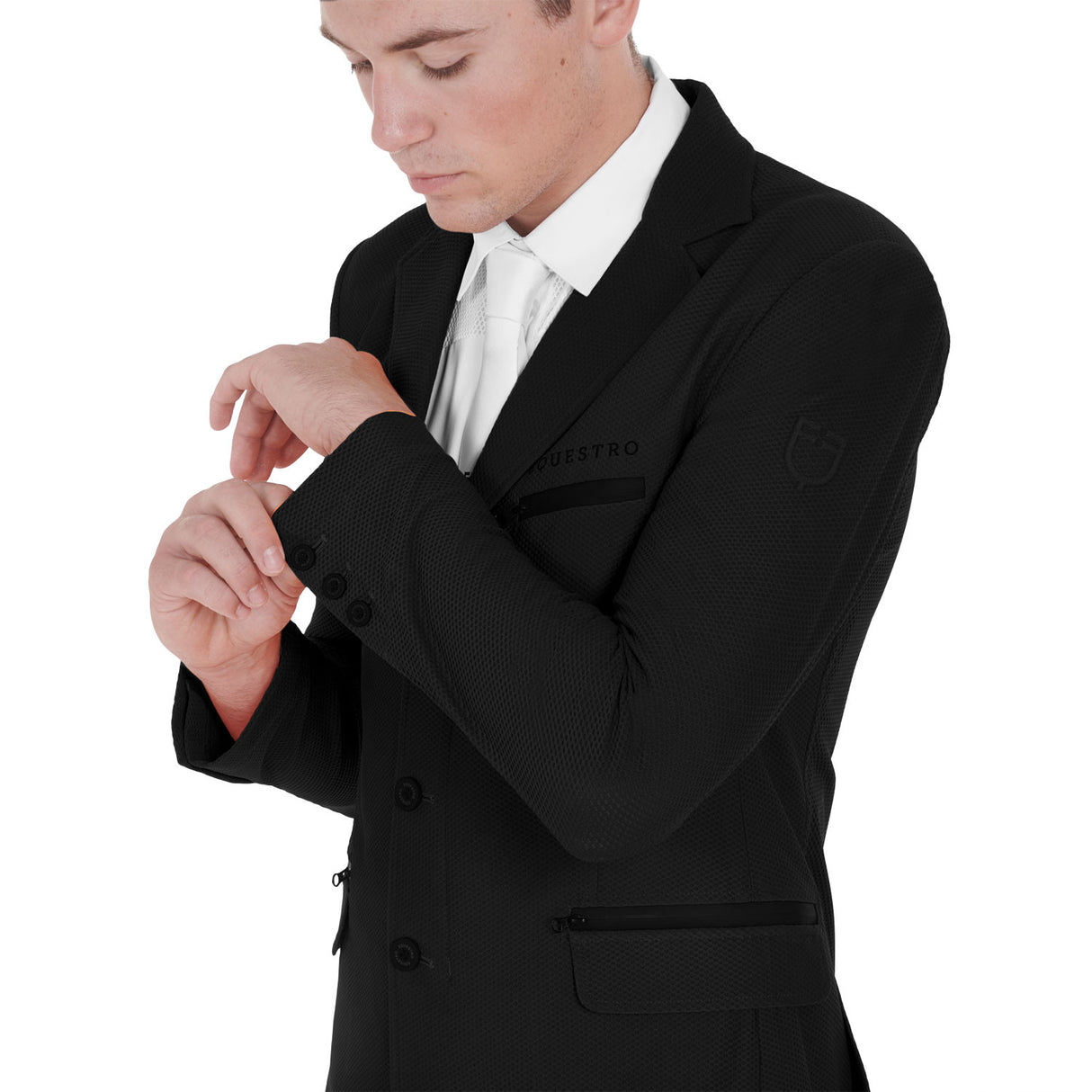 Men's competition jacket three buttons perforated fabric