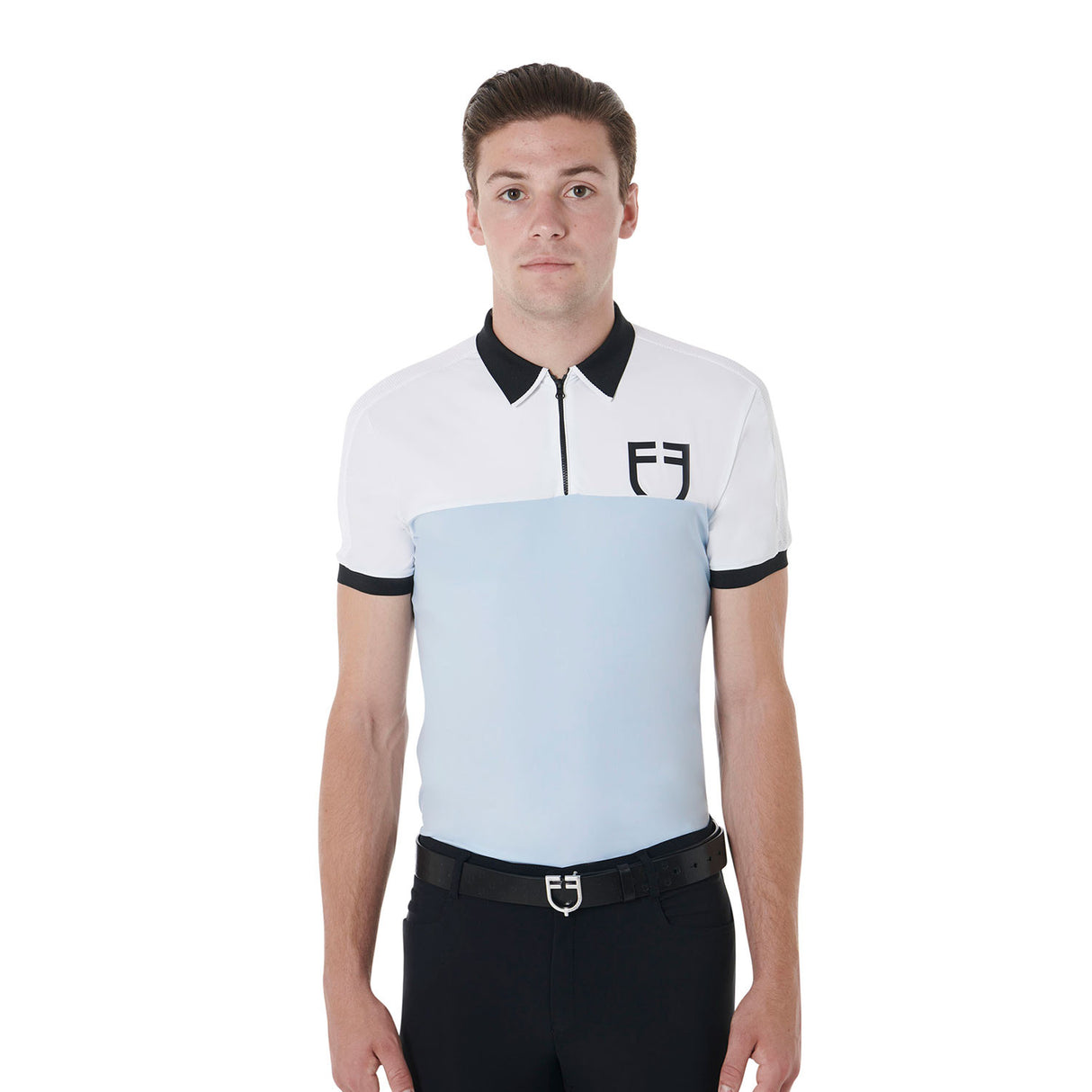 Men's slim fit training polo shirt with front logo