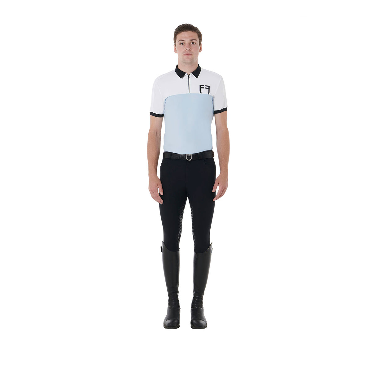 Men's slim fit training polo shirt with front logo