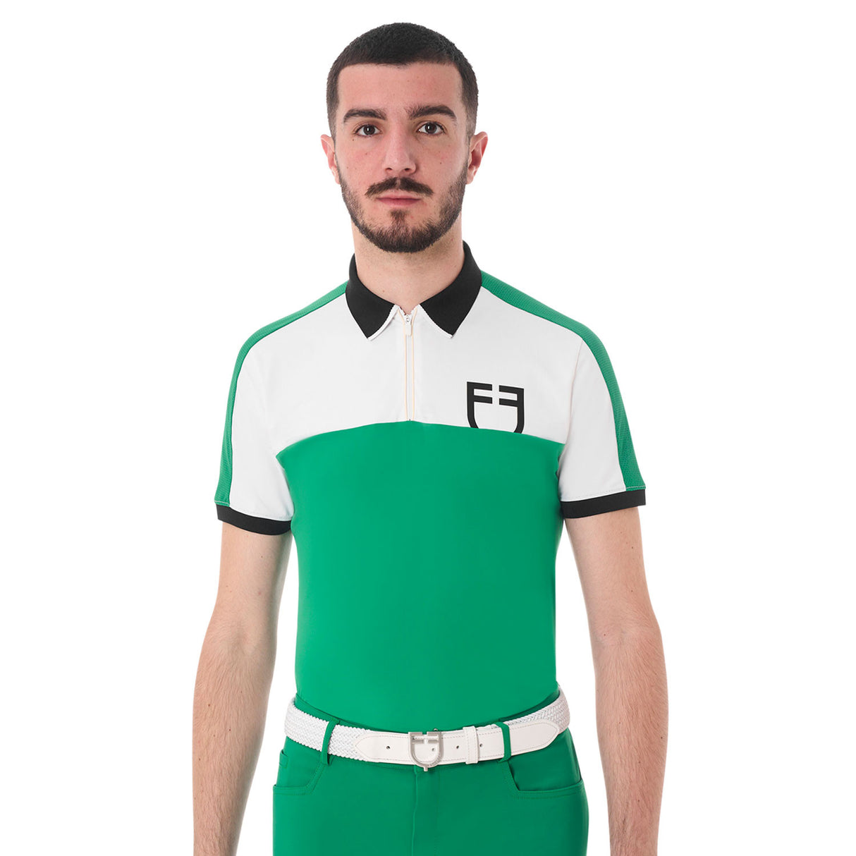 Men's slim fit training polo shirt with front logo